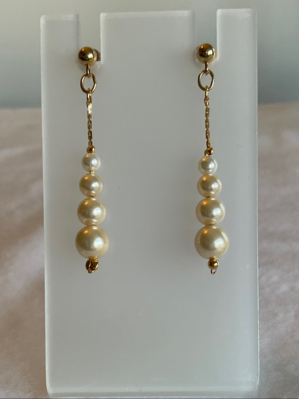 Napier Gold Faux Pearl Drop Earrings